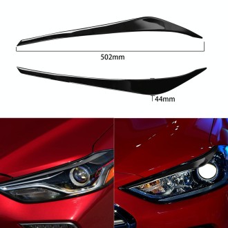 Pair Car Lamp Eyebrow Soft Decorative Sticker for Hyundai Elantra 2016-2018 (Black)