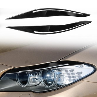 Pair Car Lamp Eyebrow Soft Decorative Sticker for BMW 5 Series F10 2010-2013, with Hole(Black)