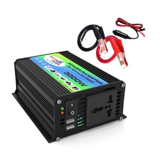 Tang I Generation 12V to 220V 3000W Intelligent Car Power Inverter with Dual USB(Black)