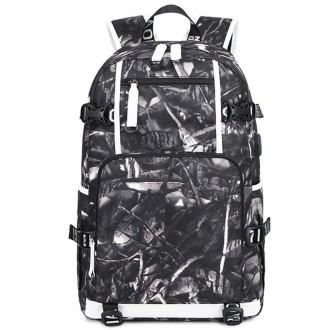 6101-5 Printed Backpack Large Capacity Computer Backpack Waterproof Student School Bag(Black Skin)