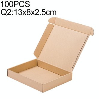 100 PCS Kraft Paper Shipping Box Packaging Box, Size: Q2, 13x8x2.5cm