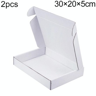 2pcs Shipping Box Clothing Packaging Box, Color: White, Size: 30x20x5cm