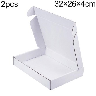 2pcs Shipping Box Clothing Packaging Box, Color: White, Size: 32x26x4cm