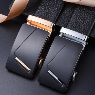 115cm Men Leather Automatic Buckle Belt Business Style Waist Band(K902 Golden)