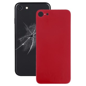 Easy Replacement Big Camera Hole Glass Back Battery Cover with Adhesive for iPhone 8(Red)