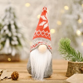 Christmas Decoration Snowflake Knitted Hat Forest Elderly Doll Decoration(A)