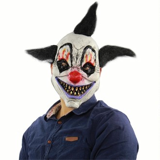 Halloween Festival Party Latex Wizard Clown Frightened Mask Headgear, with Hair