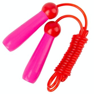 2 PCS 2.4m Wooden Children Colorful Skipping Rope Outdoor Sports Students Exam Adjustable Skipping Rope(PVC Rope Pink)