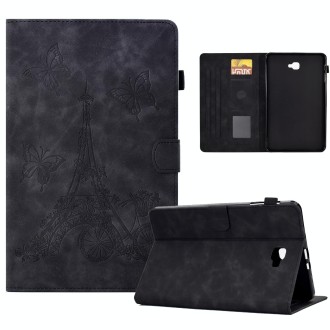 For Samsung Galaxy Tab A 10.1 2016 T580 Tower Embossed Leather Smart Tablet Case(Black)