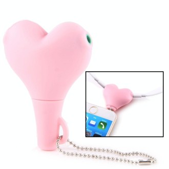 1 Male to 2 Females 3.5mm Jack Plug Multi-function Heart Shaped Earphone Audio Video Splitter Adapter with Key Chain for iPhone,