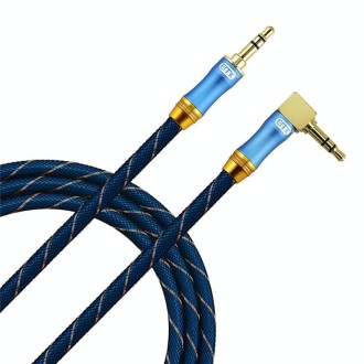 EMK 90-Degree Car 3.5mm Audio Cable Extension Cable, Cable Length: 1.5M(Blue)