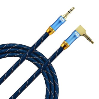 EMK 90-Degree Car 3.5mm Audio Cable Extension Cable, Cable Length: 3M(Blue)