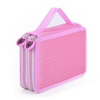 Square Two-Layer Sketch Colorful Lead 35-Hole Stationery Bag(Pink)