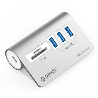 ORICO M3UT3 3-port USB 3.2 HUB with Card Reader (Silver)