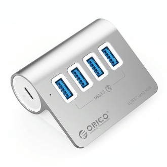 ORICO M3U4 Aluminum Alloy 4-Port USB 3.2 Gen1 5Gbps HUB (Silver)