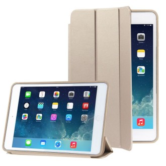 3-folding Naturally Treated Leather Smart Case with Sleep / Wake-up Function & Holder for iPad mini / mini 2 Retina(Gold)