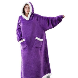 Lazy Blanket Lambswool TV Blanket Wearable Blanket, Size: Length 120CM(Purple)