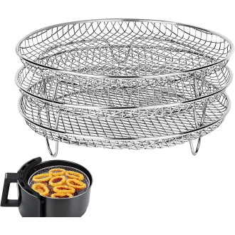 Air Fryer Accessories 8-inch Three Layer Round Grill Steam Rack