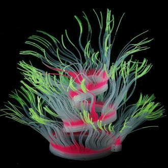 Aquarium Fish Tank Landscaping Decoration Silica Gel Simulation Software Coral Fluorescent Anemone, Size: 50cm(Yellow)