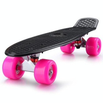 Shining Fish Plate Scooter Single Tilt Four Wheel Skateboard with 72mm Wheel(Black Pink)