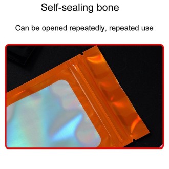 100pcs Laser Shaded Self-Sealing Bag Jewelry Closure Packaging Bags, Size: 9 x 16cm Orange