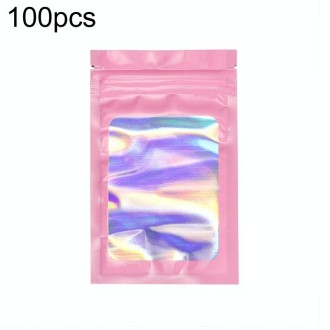 100pcs Laser Shaded Self-Sealing Bag Jewelry Closure Packaging Bags, Size: 9 x 12cm Pink