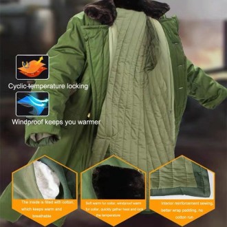 Long Civil Disaster Relief Cotton Coat Windproof Lengthened Cold-proof Fleece Thickened Cotton Coat, Color: Green (Demolished)