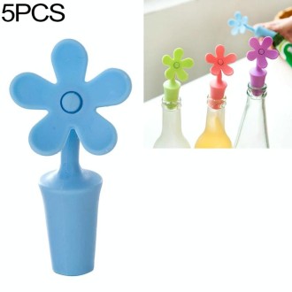 5 PCS Silicone Wine Stopper Flower Beer Stopper(Blue)