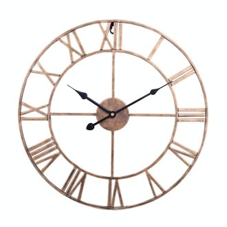 45cm Retro Living Room Iron Round Roman Numeral Mute Decorative Wall Clock (Vintage Gold)