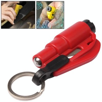 3 in 1 Car Emergency Hammer / Key Chain / Knife Broken Glass Portable Tool(Red)