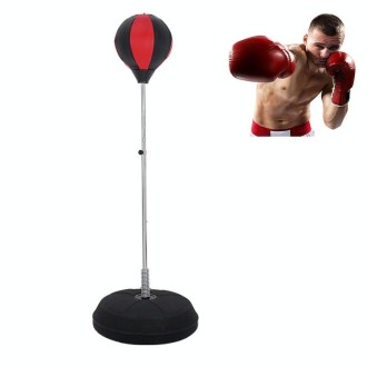 Adult Base Version Height Adjustable Vertical PU Leather Vent Ball Boxing Speed Ball Family Fitness Equipment without Gloves(Red