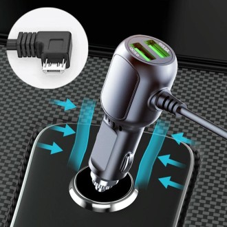 JY-1904 Car Charger Fast Charging Step-Down Line Android Micro USB Right(Double Drive)