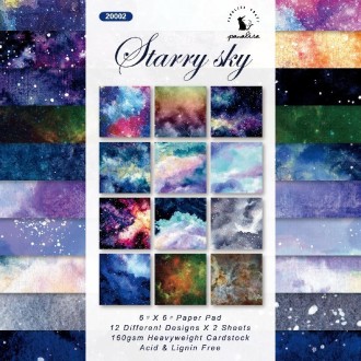 6 Inch 24 Sheets  Scrapbooking Background Paper Art Handmade Crafts(Watercolor Starry Sky)