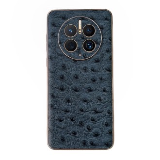 For Huawei Mate 50 Pro Genuine Leather Ostrich Texture Nano Plating Phone Case(Blue)