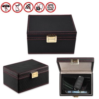 RFID Signal Shielding Box Car Key Anti-demagnetization Cell Phone Box(Carbon Fiber)