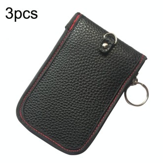 ZD-03-220 3pcs Leather RFID Remote Control Car Shielding Key Case Double Square Key Case