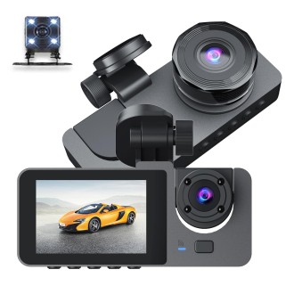 A2 Triple Lens Car Dash Camera Driving Recorder(Black)