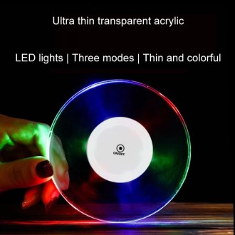 100x4mm Octagonal LED Light Up Acrylic Coaster Transparent Crystal Base(Colorful Light)