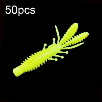 50pcs Small Reverse Threaded Floating Inverted Shrimp Bait(Yellow)