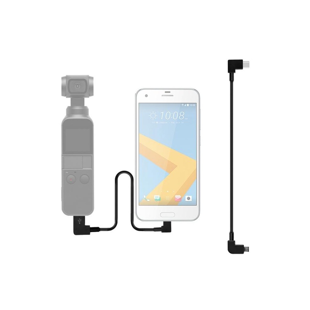 Sunnylife 30cm USB-C / Type-C to Micro USB Converting Connector Data Cable for  DJI OSMO Pocket(Black)