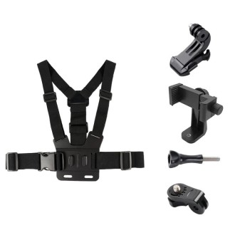 Adjustable Body Mount Belt Chest Strap with Phone Clamp & S-type Adapter & J Hook Mount & Long Screw for GoPro Hero11 Black / HE