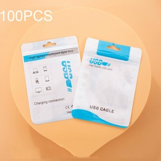 100 PCS Data Cable Packaging Bag Plastic Sealing Bag, Size:10.5x15cm(Blue)