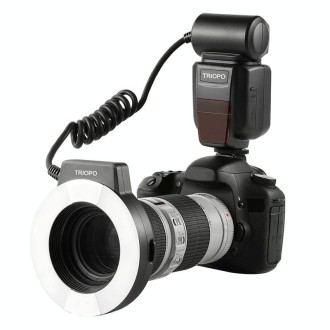 TRIOPO TR-15EX Macro Ring TTL Flash Light with 6 Different Size Adapter Rings For Canon E-TTL(Black)