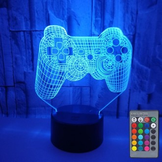 3D Game Handle Three-dimensional Colorful LED Lights, Style: Touch Black Base+Remote Control