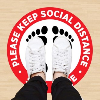 Self-adhesive Waterproof PVC Epidemic Prevention Social Distance Floor Stickers, Length：24cm
