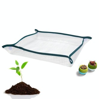Home Gardening Planting Transparent Waterproof Mesh Operation Floor Mat(50x50cm)