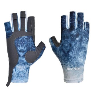 BOODUN P111439 Summer Fishing Gloves Outdoor Non-Slip Ice Silk Sunscreen Fishing Gloves, Size: M(Navy)