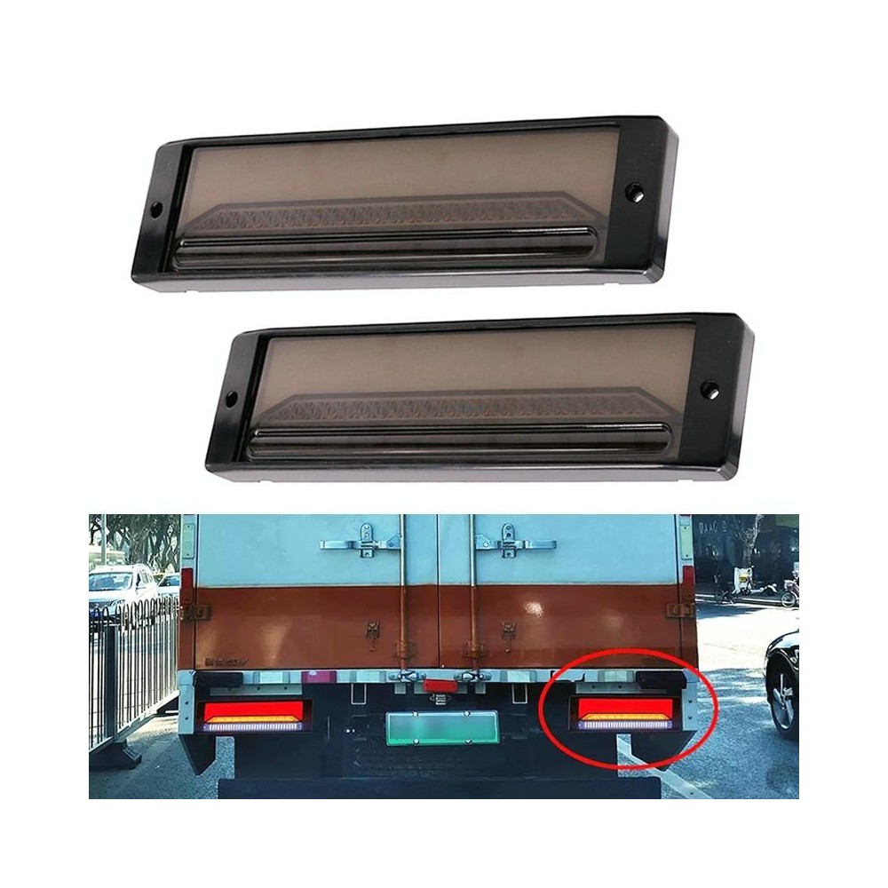 2 PCS Heavy-duty Truck Trailer 147LED Light Guide Three-color Brake Light (Transparent Black)