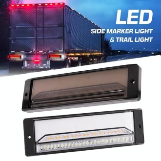 2 PCS Heavy-duty Truck Trailer 147LED Light Guide Three-color Brake Light (Transparent Black)