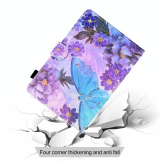 For 10 inch Coloured Drawing Leather Tablet Case(Peony Butterfly)